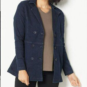 Denim & Co. (d&Co)  Dark Denim Peacoat, NWT, Size M
